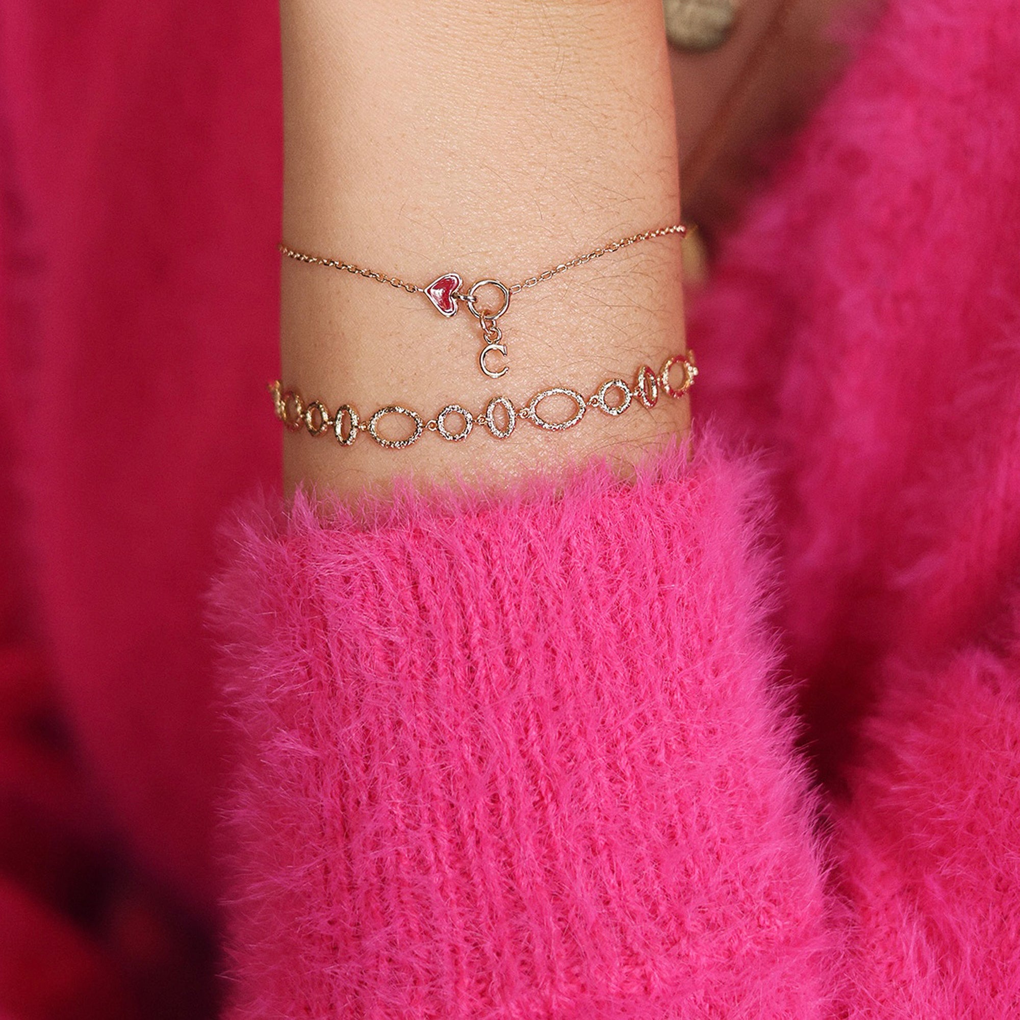 LILOU PASSION – Bracelet personnalisable doré avec coeur rouge - Bijou porté