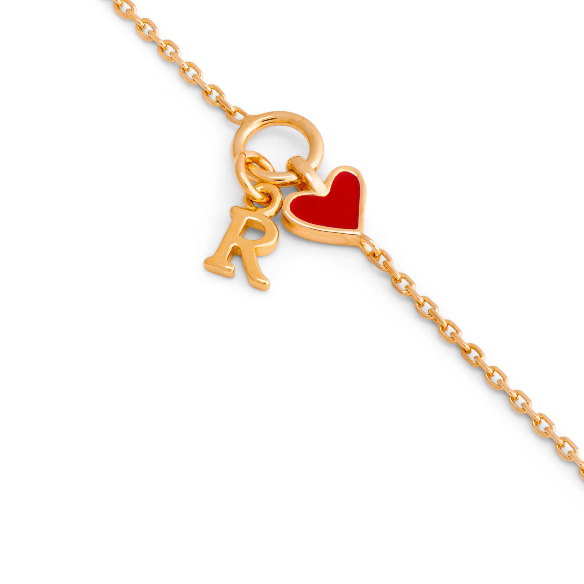 LILOU PASSION – Bracelet personnalisable doré avec coeur rouge - Bijou photographié sur fond blanc