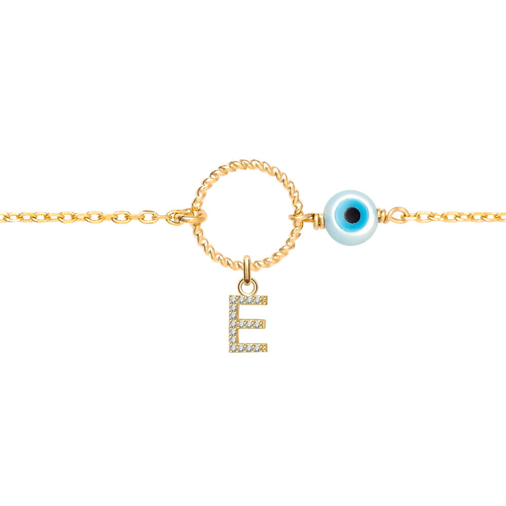 LILOU PROTECT – Bracelet personnalisable doré avec un œil protecteur