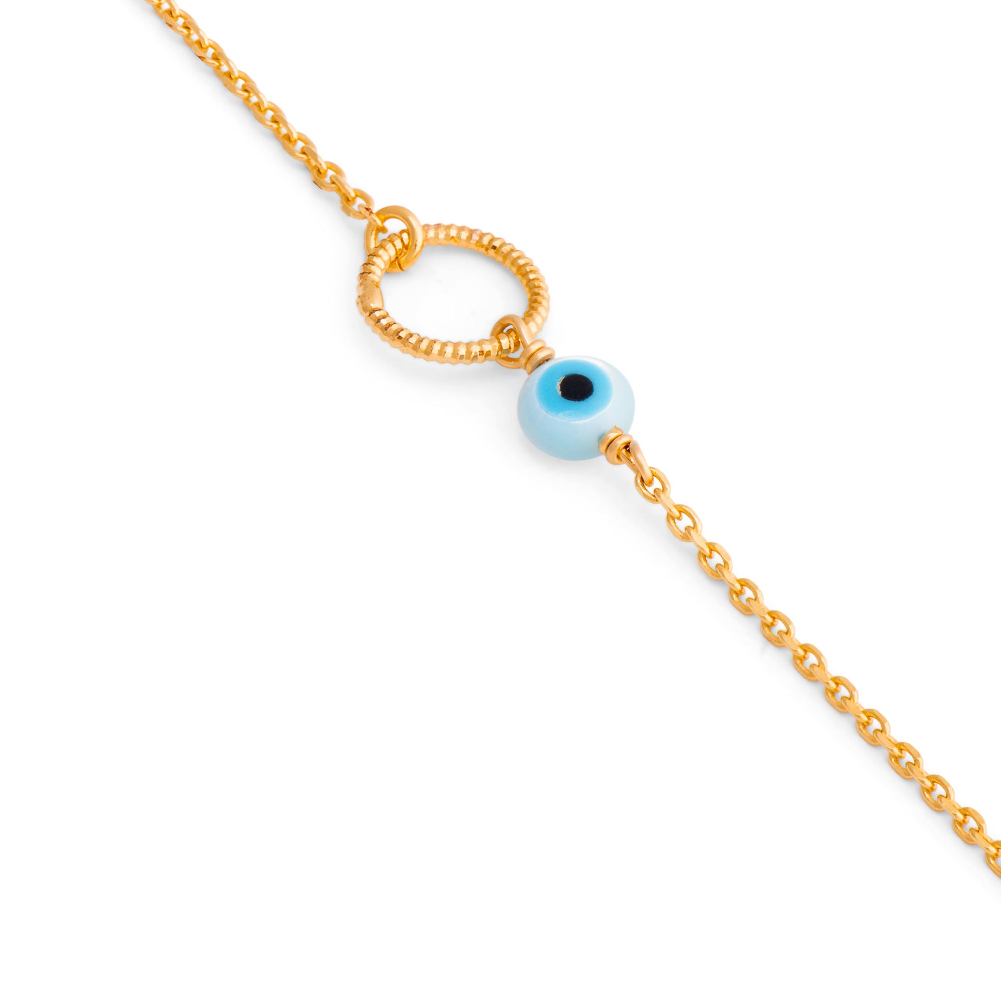 LILOU PROTECT – Bracelet personnalisable doré avec un œil protecteur - Bijou photographié sur fond blanc