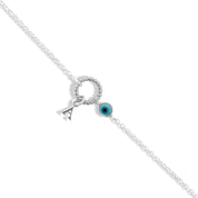 LILOU PROTECT  – Bracelet personnalisable argent avec un œil nacre - Produit sur fond blanc