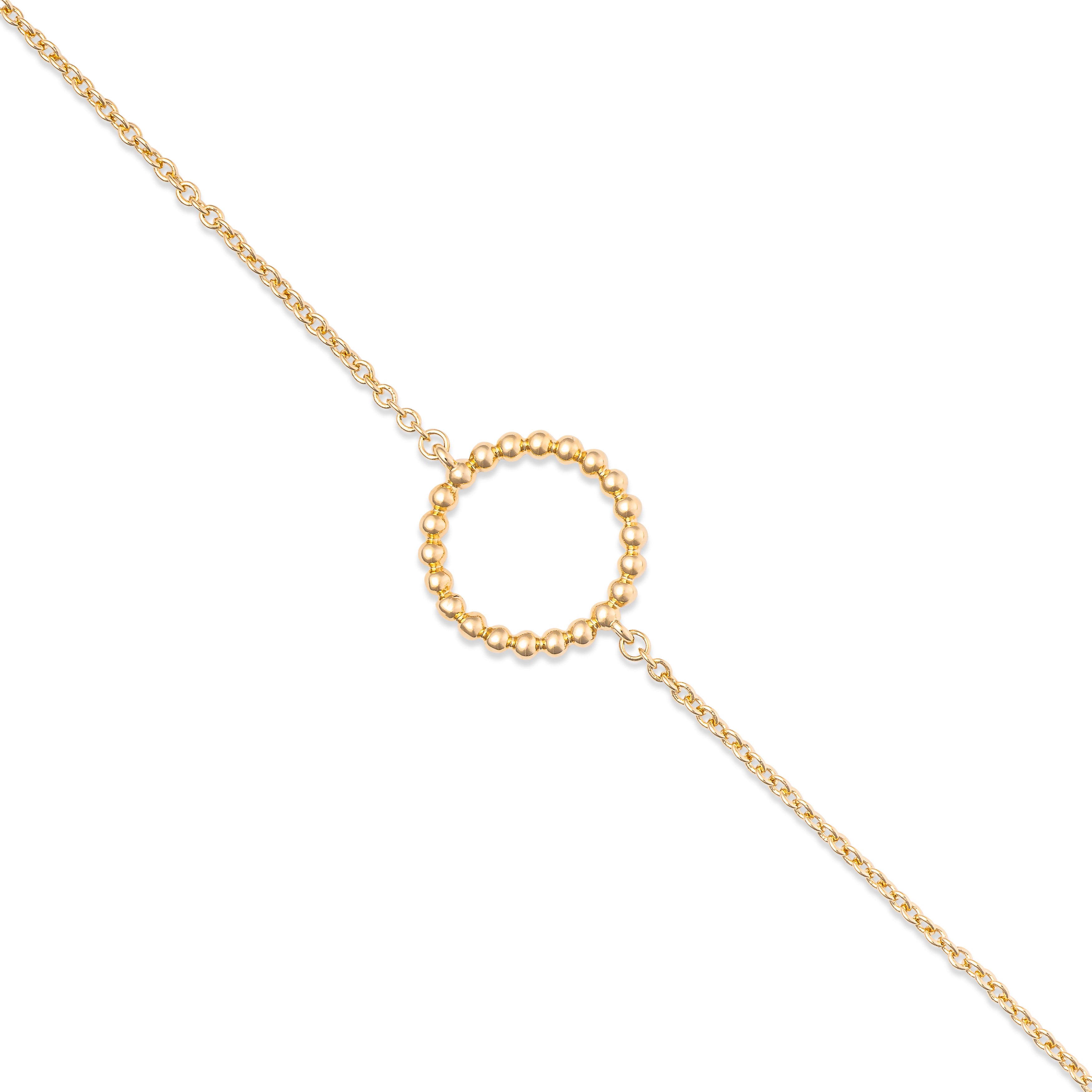 Bracelet doré Yasmine avec motif anneau perlé - Bijou photographié sur fond blanc