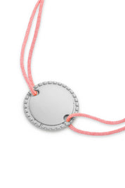 Bracelet cordon personnalisable argent médaille pour gravure Louisa