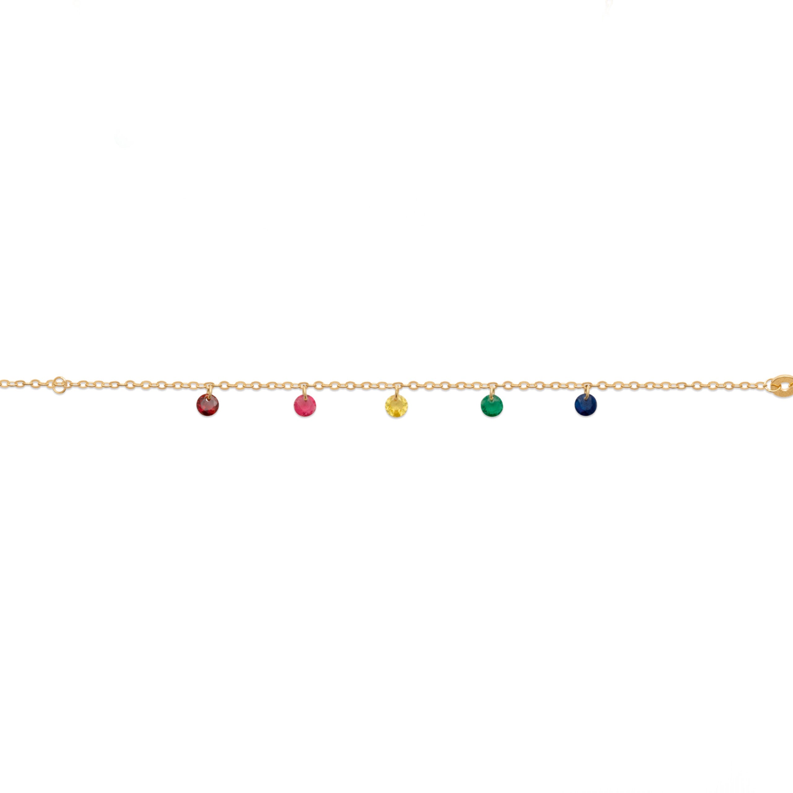 Bracelet doré Aviva avec des zircons multicolore - Bijou photographié sur fond blanc 