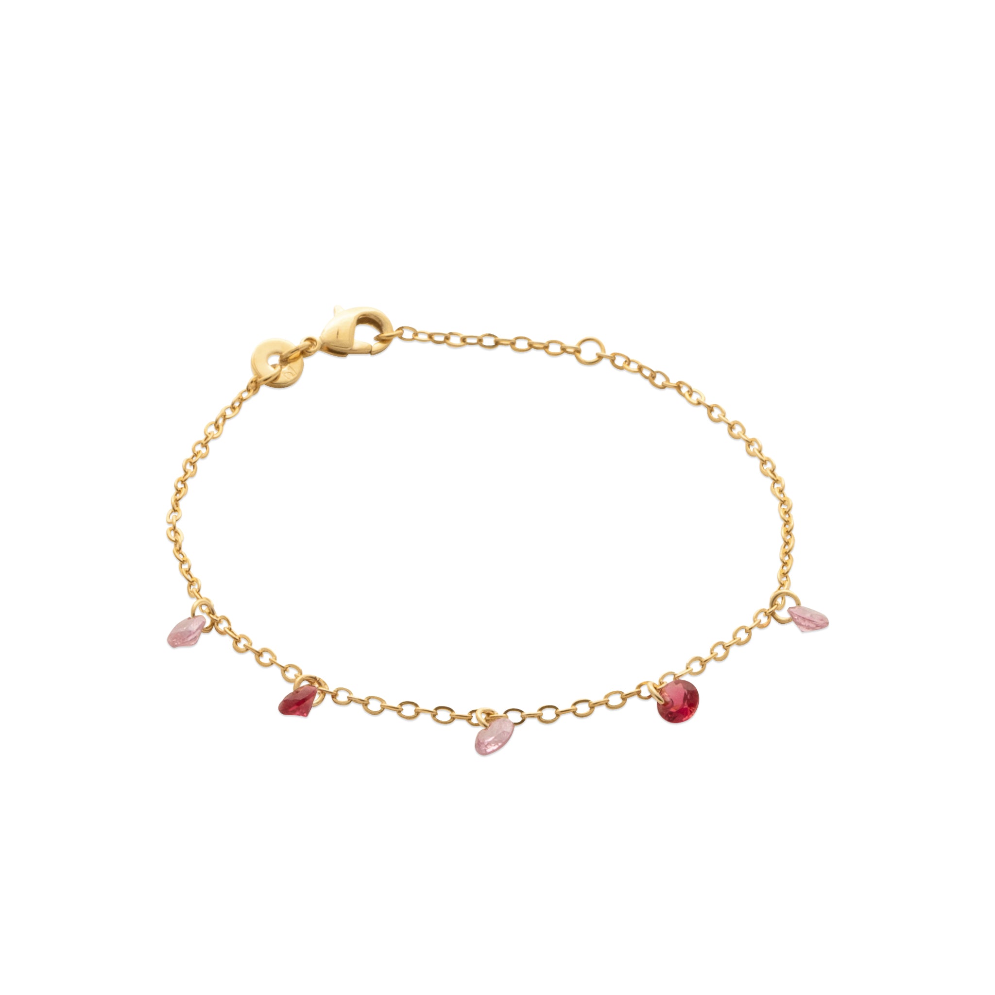 Bracelet Lise rose chaine pampilles zircons - Bijou photographié sur fond blanc 