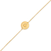 Bracelet Mantra Soleil laiton doré 3 microns imaginé et créé par Chloé Rose - Bijou photographié sur fond blanc
