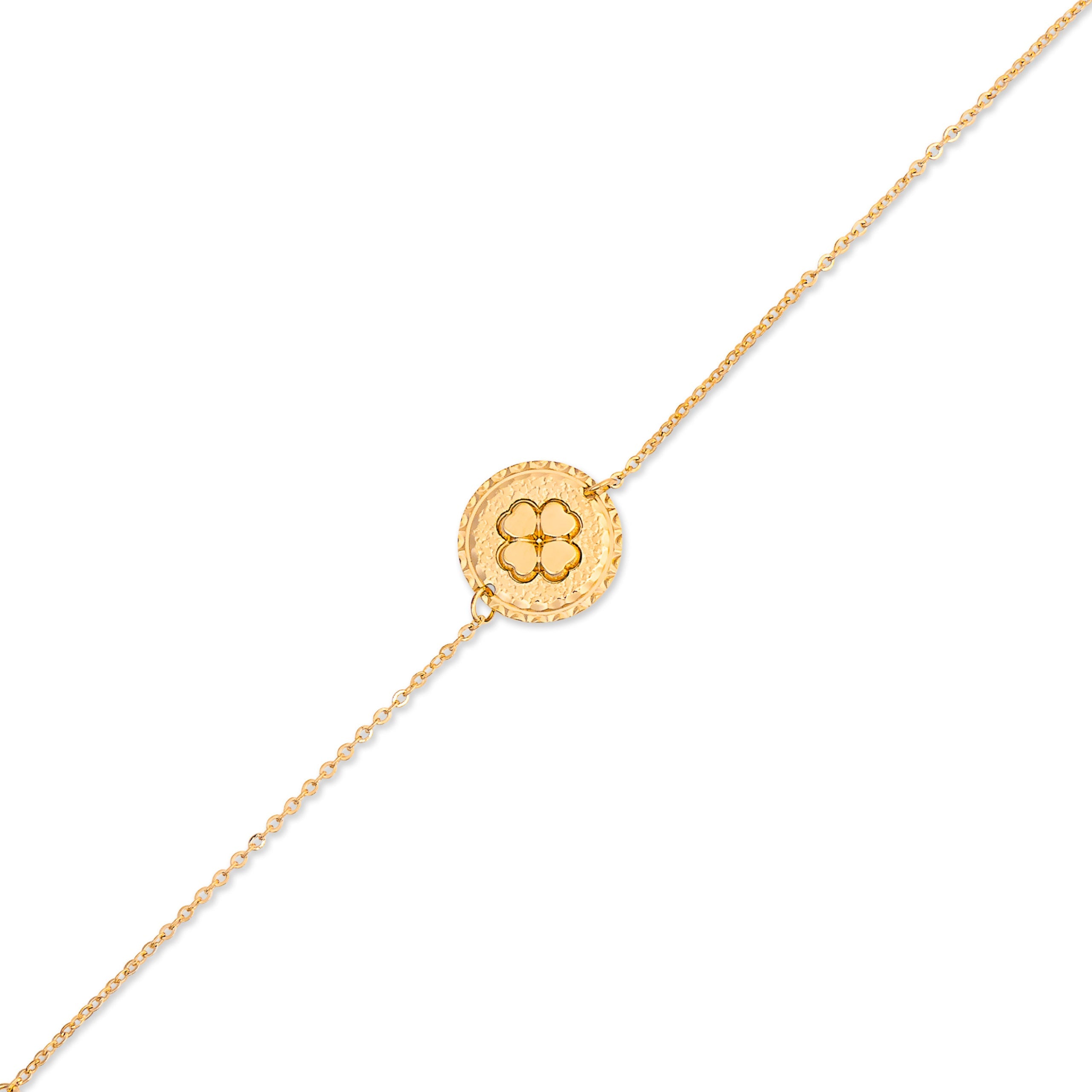 Bracelet mantra trèfle laiton doré 3 microns imaginé et créé par Chloé Rose