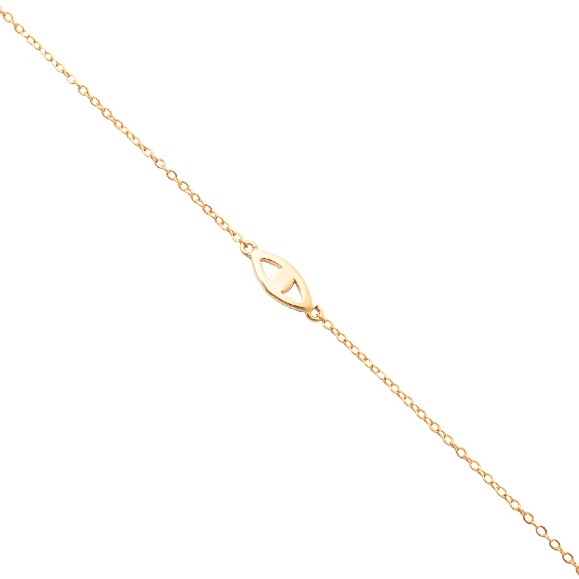 Bracelet doré Orielle avec pendentif œil - Bijou photographié sur fond blanc 