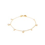 Bracelet doré pampilles zircons blancs - Bijou photographié sur fond blanc 