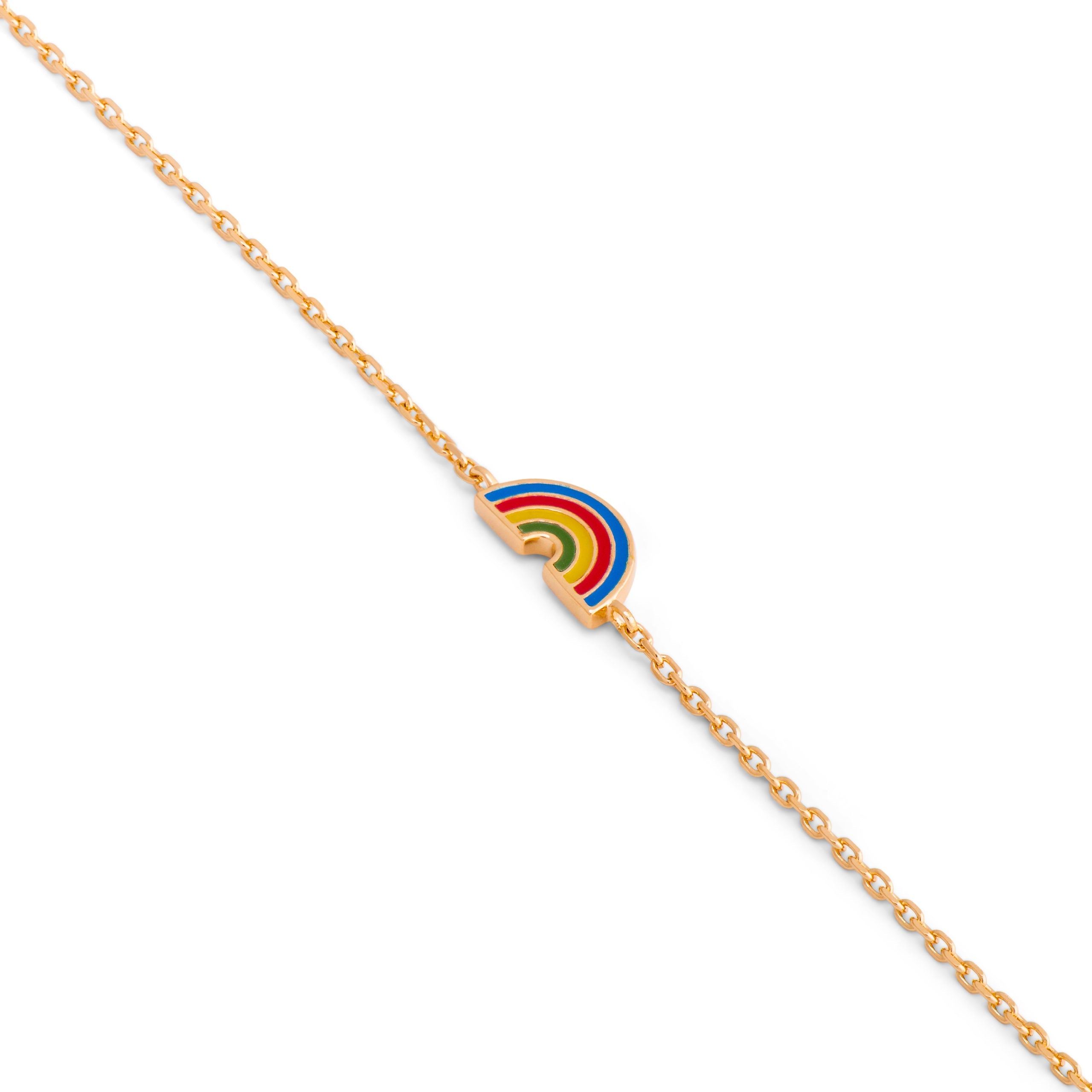 Bracelet doré enfant ARC-EN-CIEL - Bijou photographié sur fond blanc 