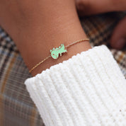 Bracelet doré enfant DINO vert - Bijou porté