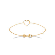 Bracelet doré Galinda avec cœur serti de zircons - Bijou photographié sur fond blanc 