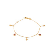 Collier doré pampilles avec zircons roses - Bijou photographié sur fond blanc 