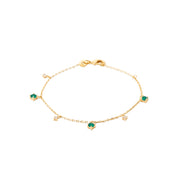 Bracelet doré et zircons Queena vert