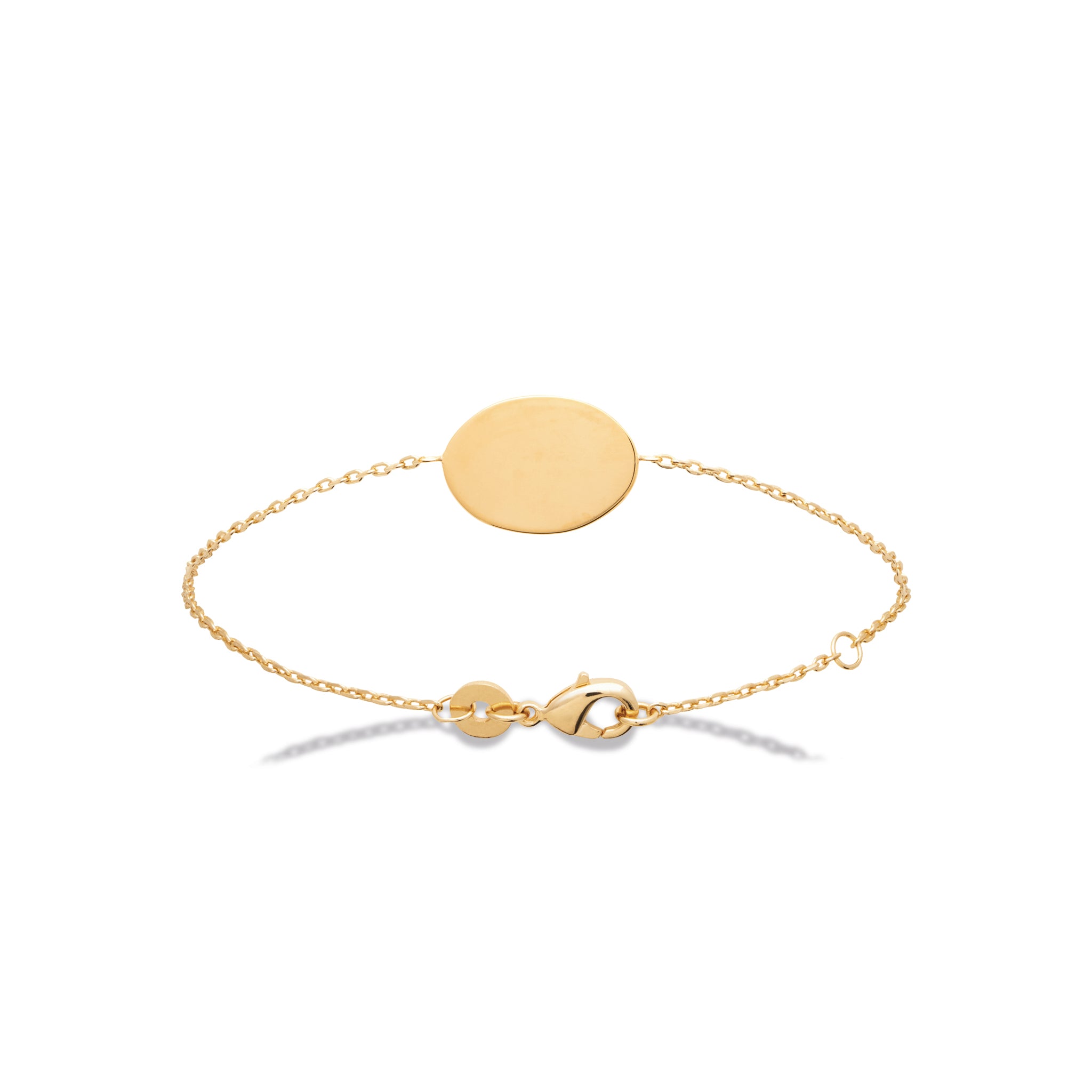 Bracelet personnalisable doré avec médaille à graver Katie - Bijou sur fond blanc