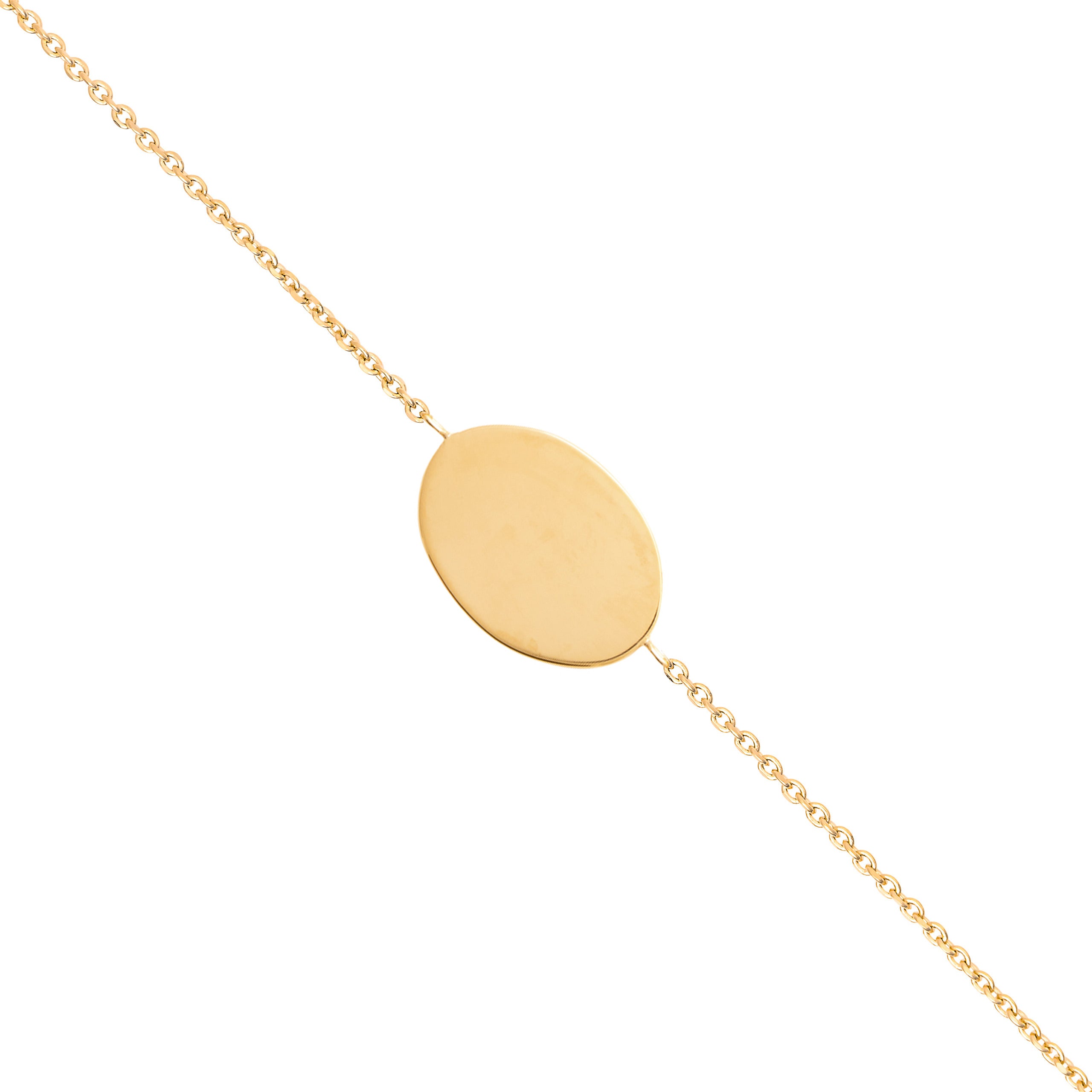 Bracelet personnalisable doré avec médaille à graver Katie - Bijou sur fond blanc