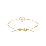 Bracelet doré suki coeur orné de zircons scintillants - Bijou photographié sur fond blanc 