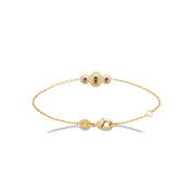 Bracelet doré Larissa chaîne zircons colorés - Bijou photographié sur fond blanc 