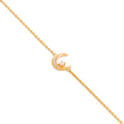 Bracelet doré Lulia lune serti de zircons - Bijou photographié sur fond blanc 