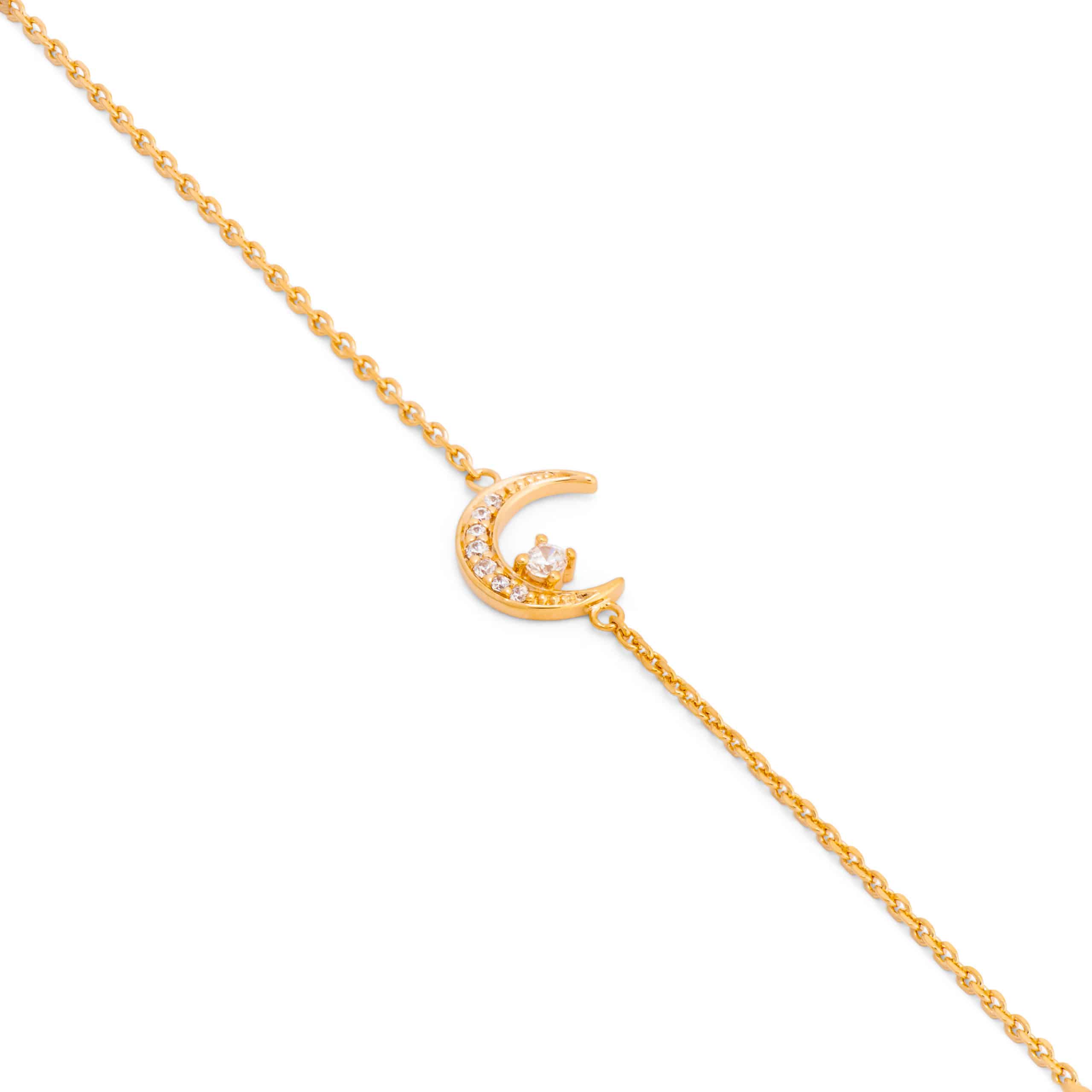 Bracelet doré Lulia lune serti de zircons - Bijou photographié sur fond blanc 
