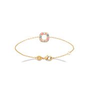 Bracelet zoé chaîne zircons colorés - Bijou photographié sur fond blanc 