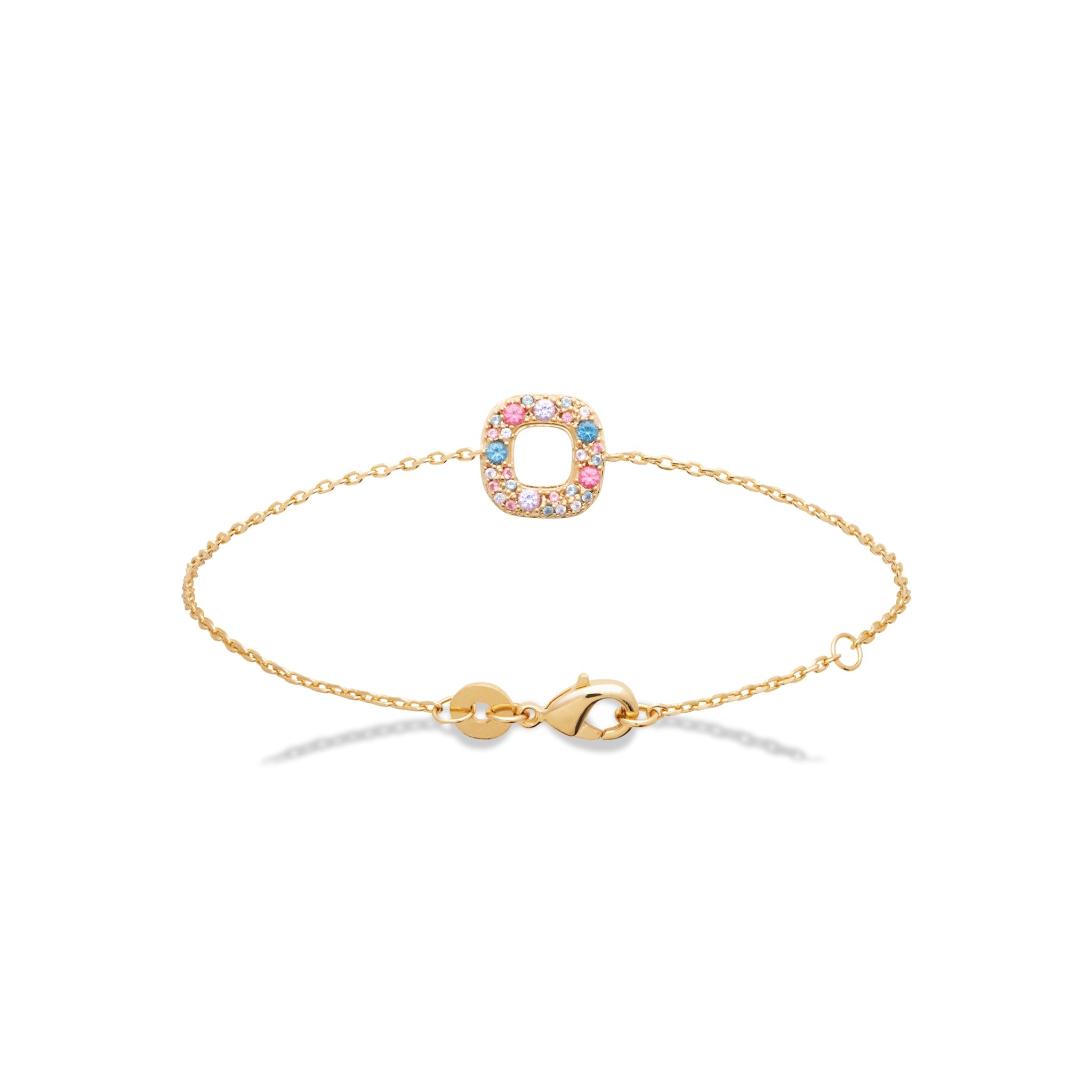 Bracelet zoé chaîne zircons colorés - Bijou photographié sur fond blanc 