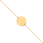 ALBA - Bracelet personnalisable doré médaille ronde et chaîne - Bijou photographié sur fond blanc