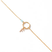 Bracelet personnalisable doré pierre amazonite pour initiales et charms Laila - Bijou photographié sur fond blanc