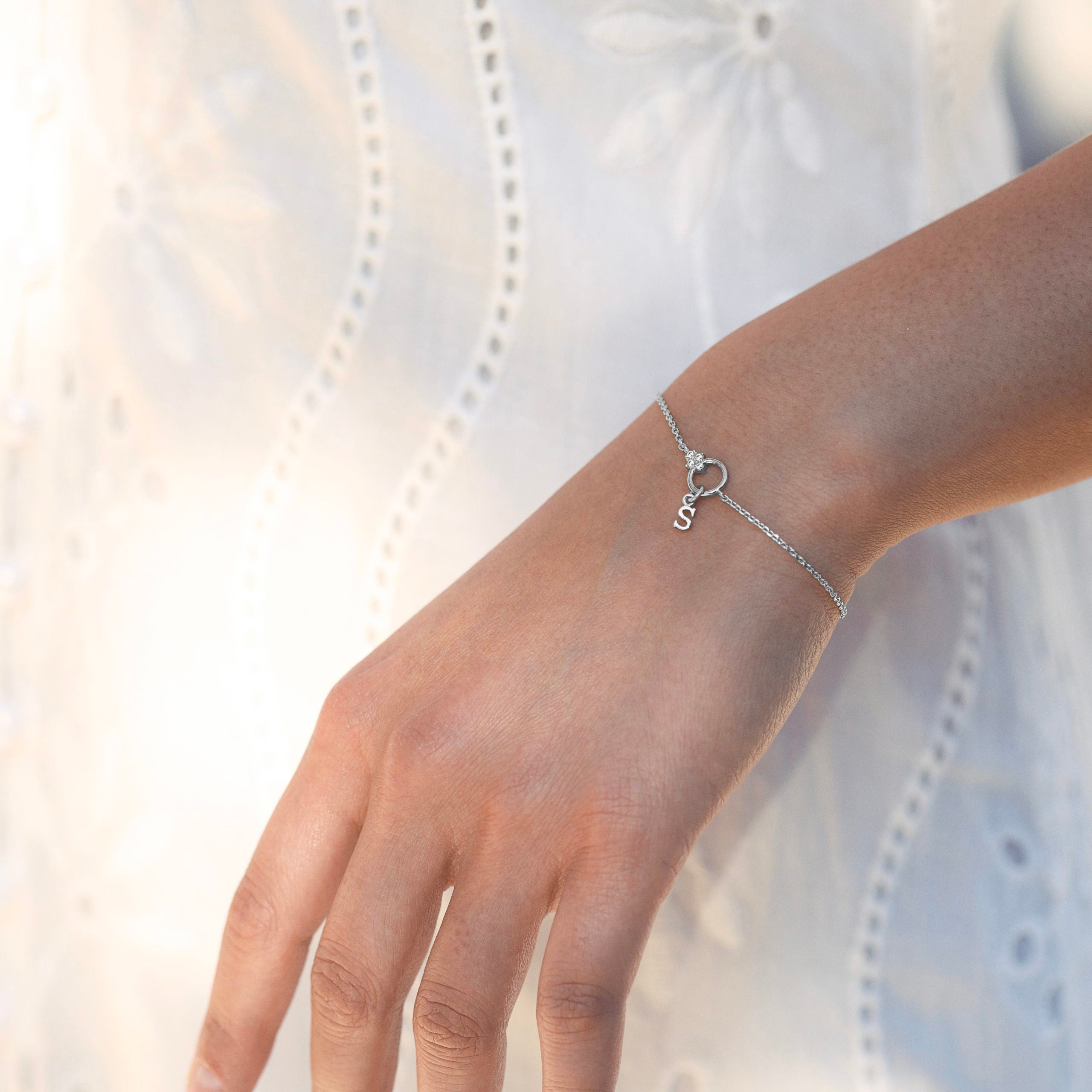 JANNY - Bracelet personnalisable alphabet ou charms argent et zircons