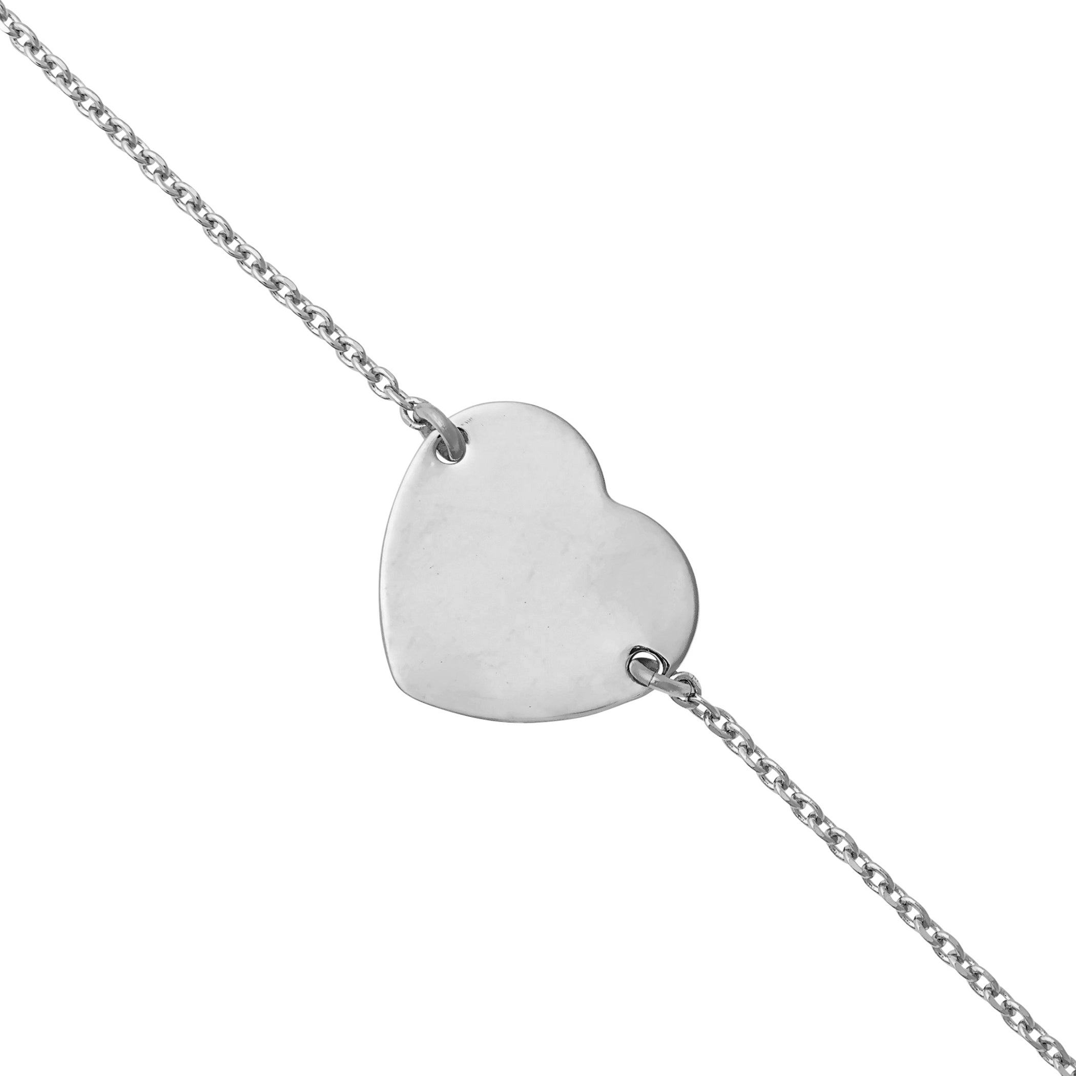 Bracelet personnalisable en argent avec médaille à graver coeur Adelie