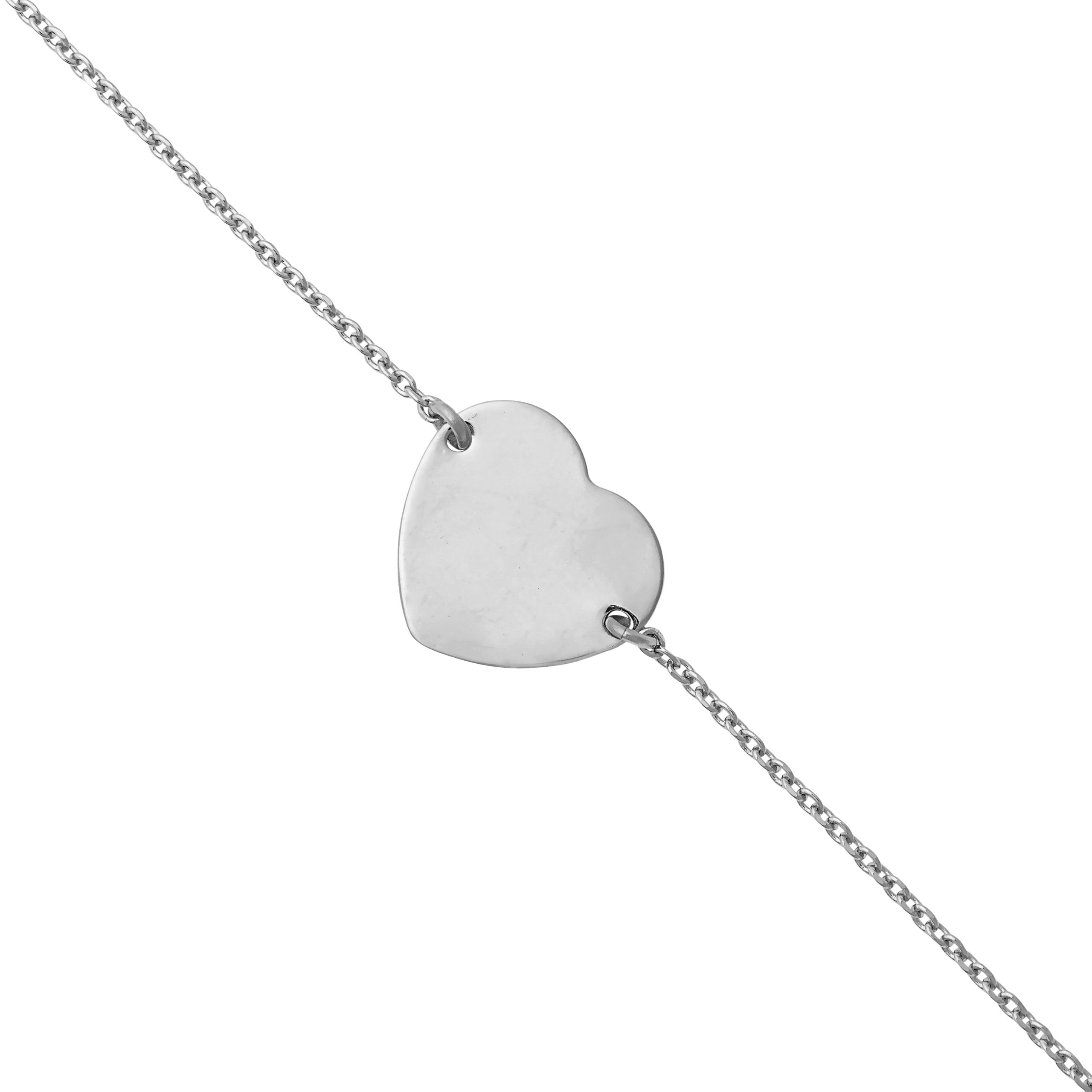 Bracelet personnalisable en argent avec médaille à graver coeur Adelie