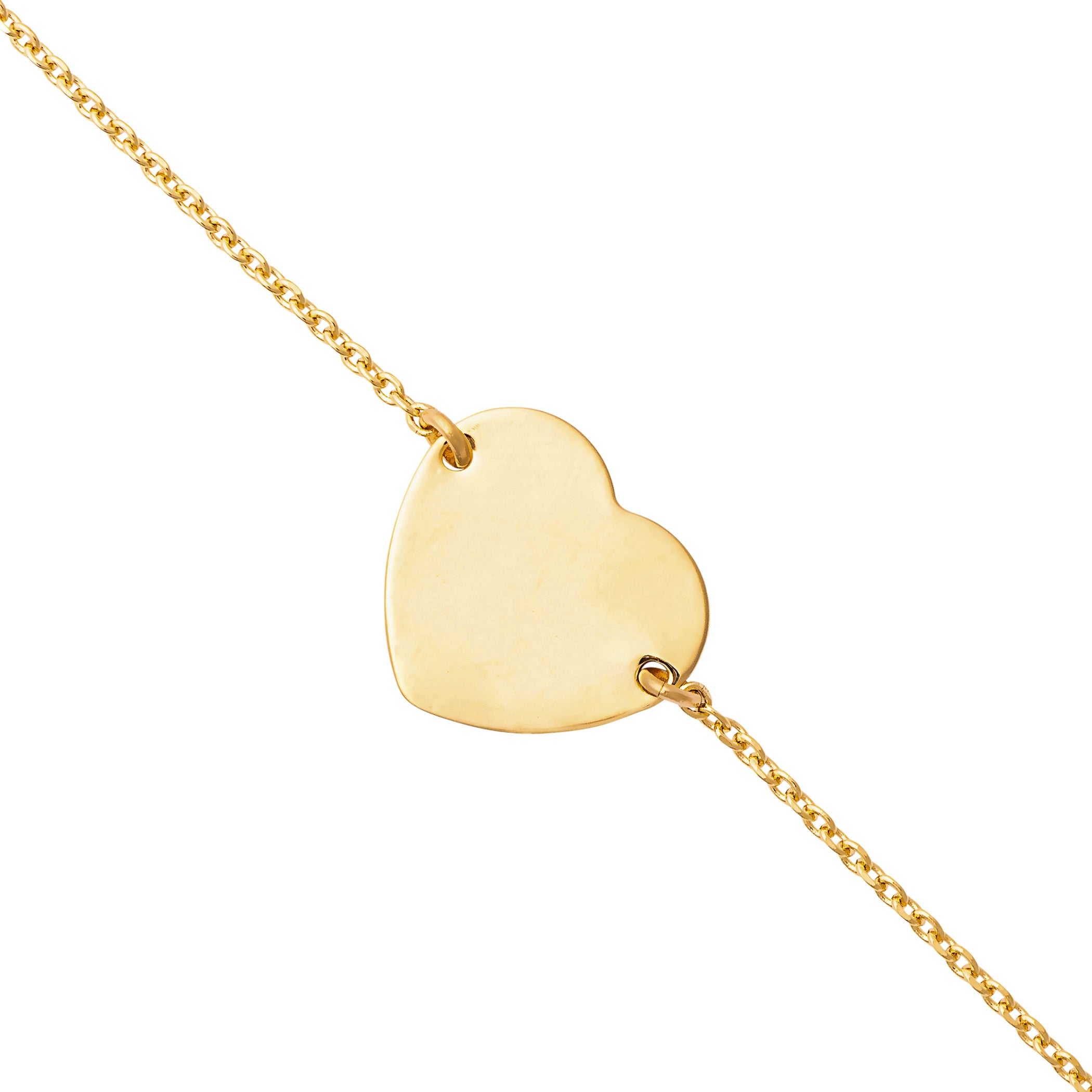 Bracelet personnalisable doré avec médaille à graver coeur Adelie - Bijou sur fond blanc