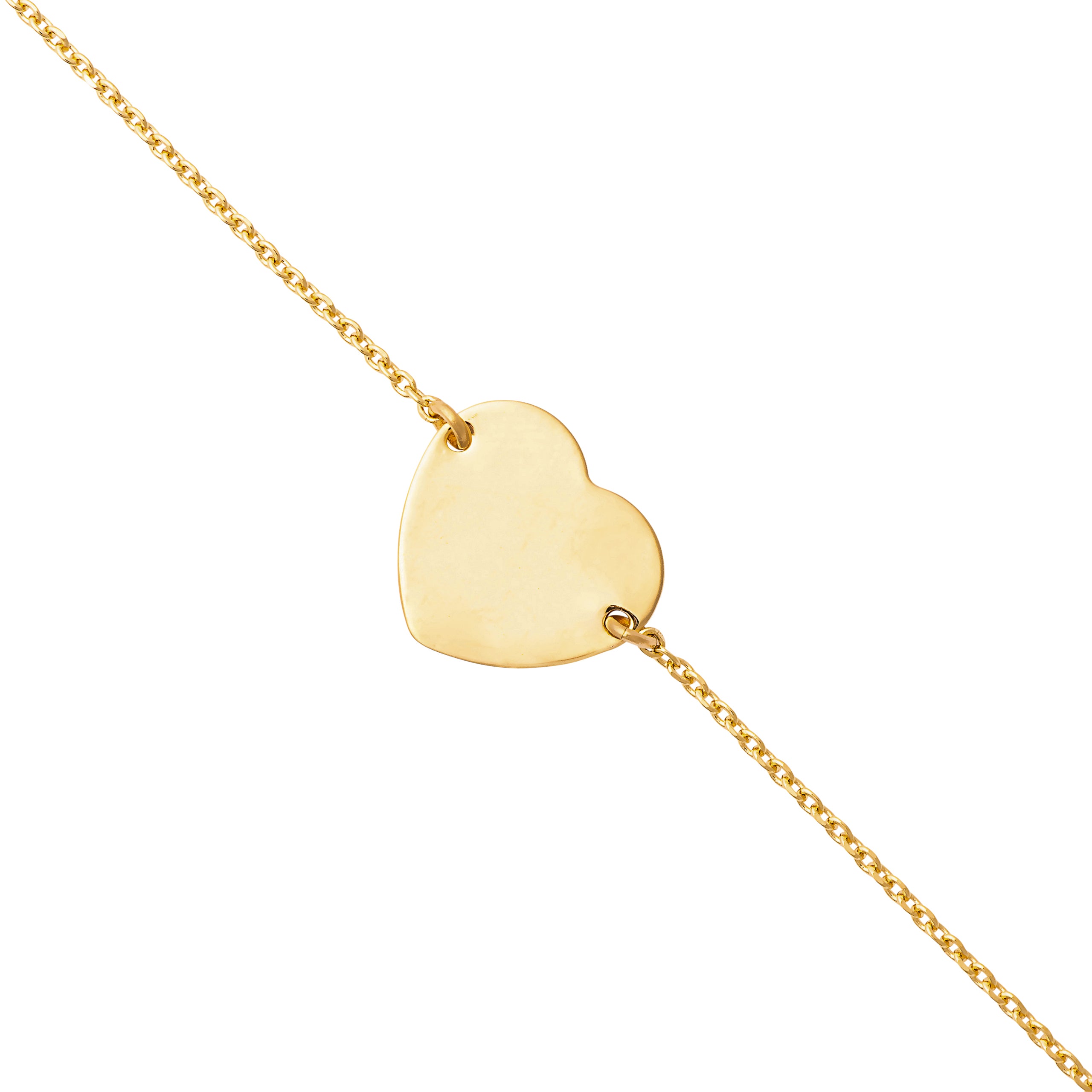 Bracelet personnalisable doré avec médaille à graver coeur Adelie - Bijou sur fond blanc