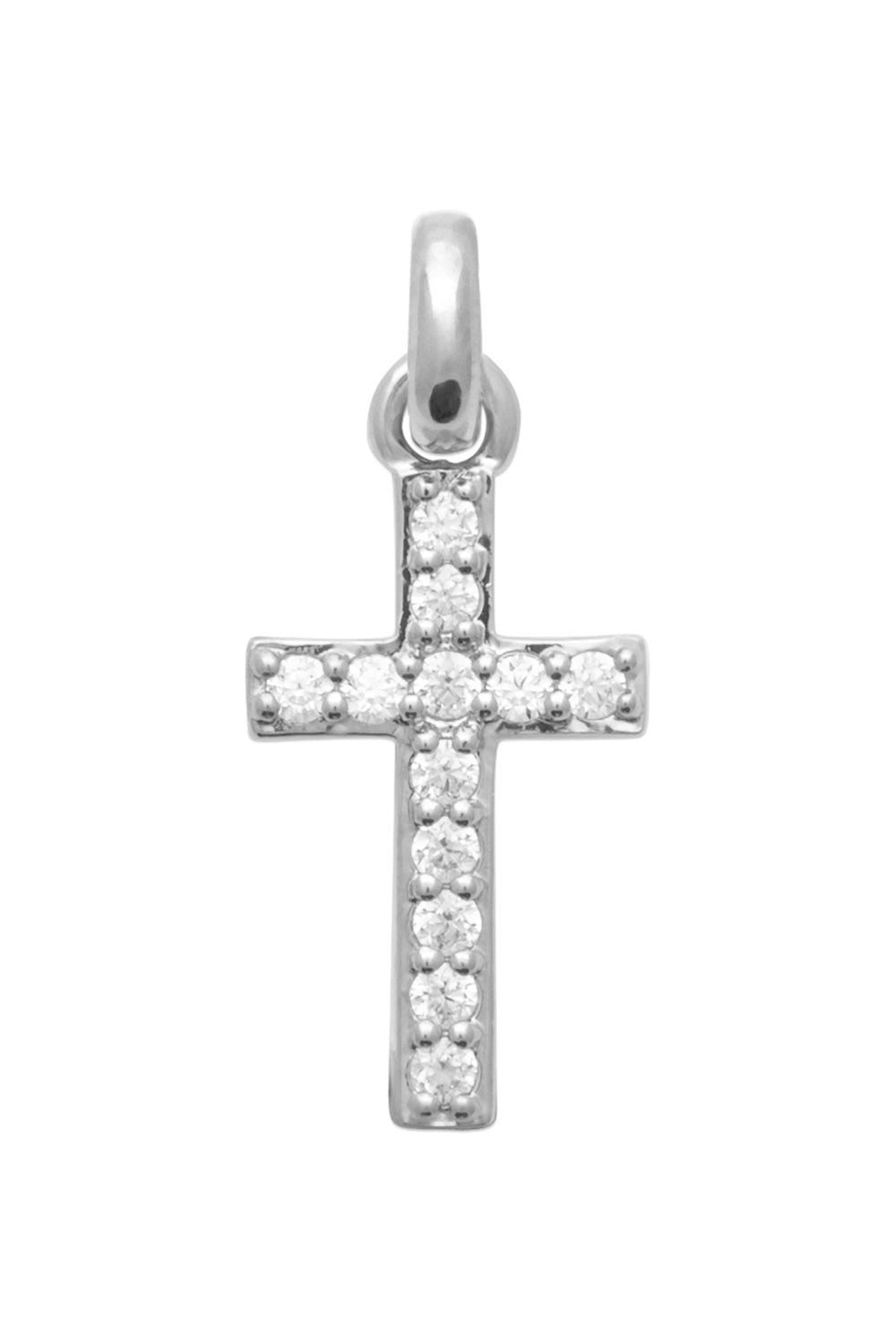 Charm argent zircons Croix - Bijou photographié sur fond blanc
