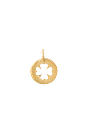Charm doré médaillon Trèfle ajouré - Bijou sur fond blanc