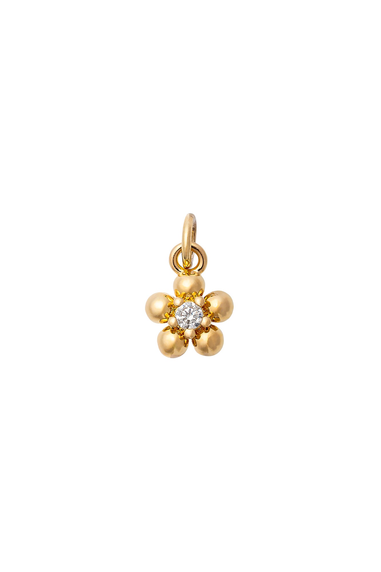 Charm doré zircon Mini fleur blanc - Bijou sur fond blanc