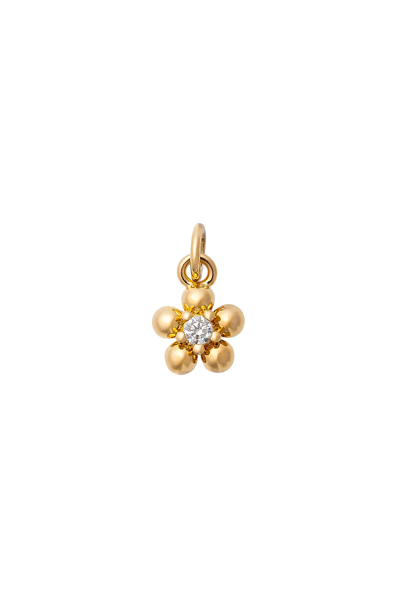 Charm doré zircon Mini fleur blanc - Bijou sur fond blanc