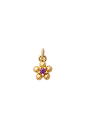 Charm doré zircon Mini fleur rose - Bijou sur fond blanc