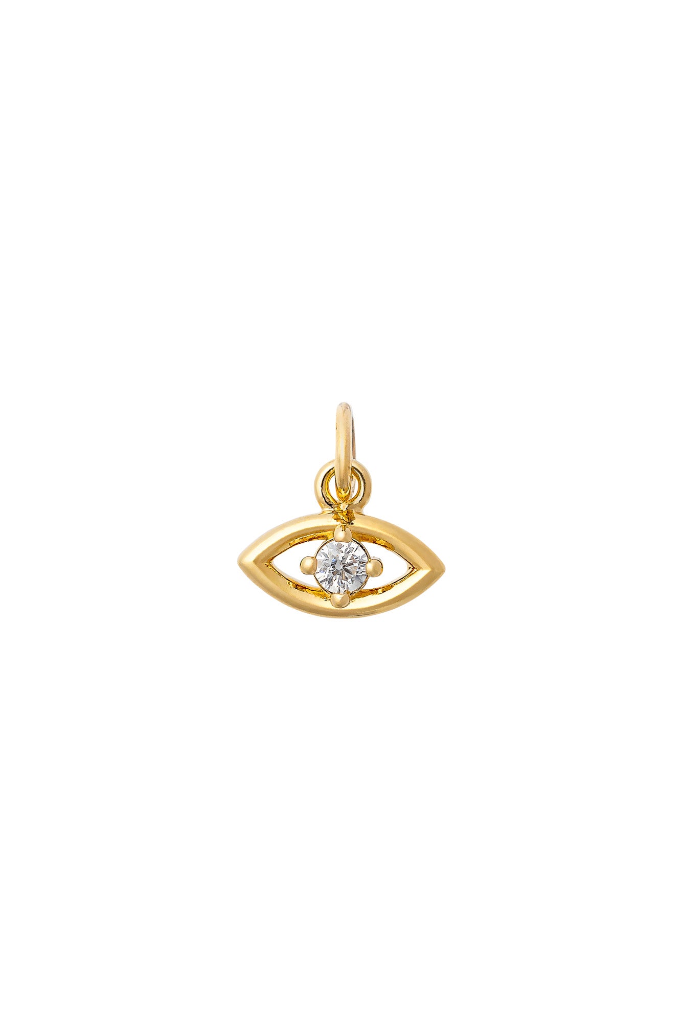 Charm doré zircon Oeil - Bijou sur fond blanc