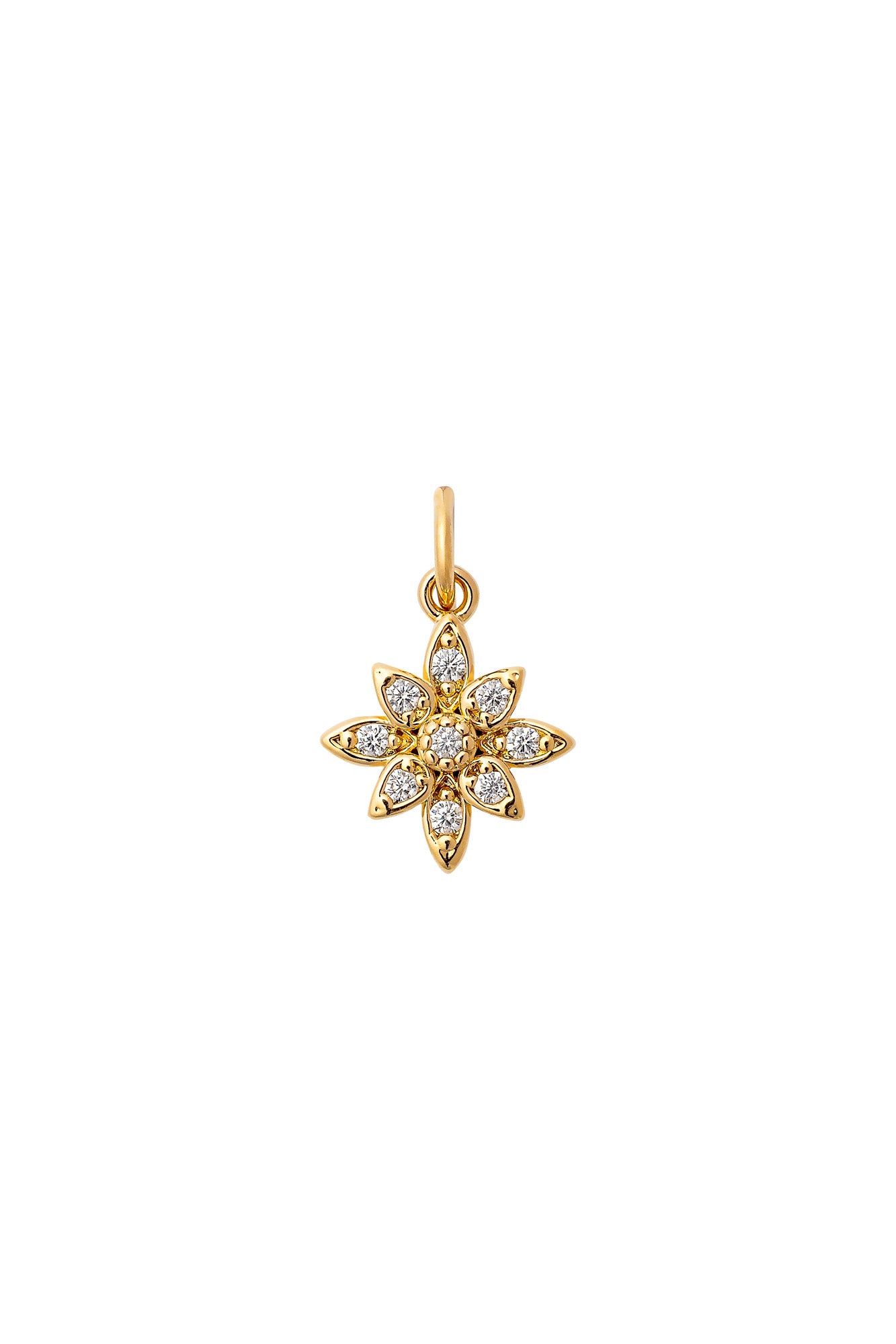Charm doré zircons Fleur Edelweiss blanc - Bijou sur fond blanc