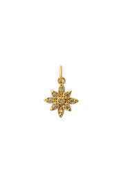 Charm doré zircons Fleur Edelweiss vert - Bijou sur fond blanc