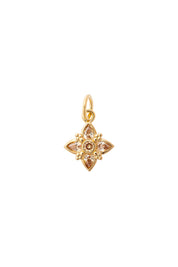 Charm doré zircons Fleur Lys orange - Bijou sur fond blanc
