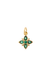Charm doré zircons Fleur Lys vert - Bijou sur fond blanc