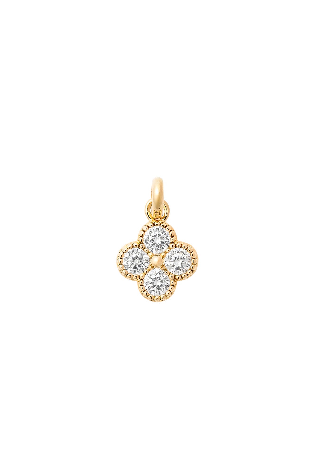 Charm doré zircons Fleur Pervenche blanc - Bijou sur fond blanc