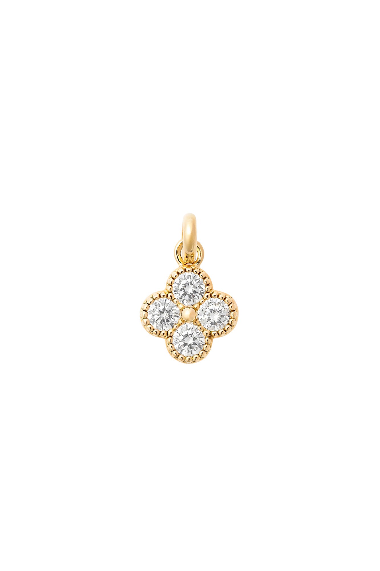 Charm doré zircons Fleur Pervenche blanc - Bijou sur fond blanc