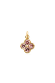 Charm doré zircons Fleur Pervenche rose - Bijou sur fond blanc