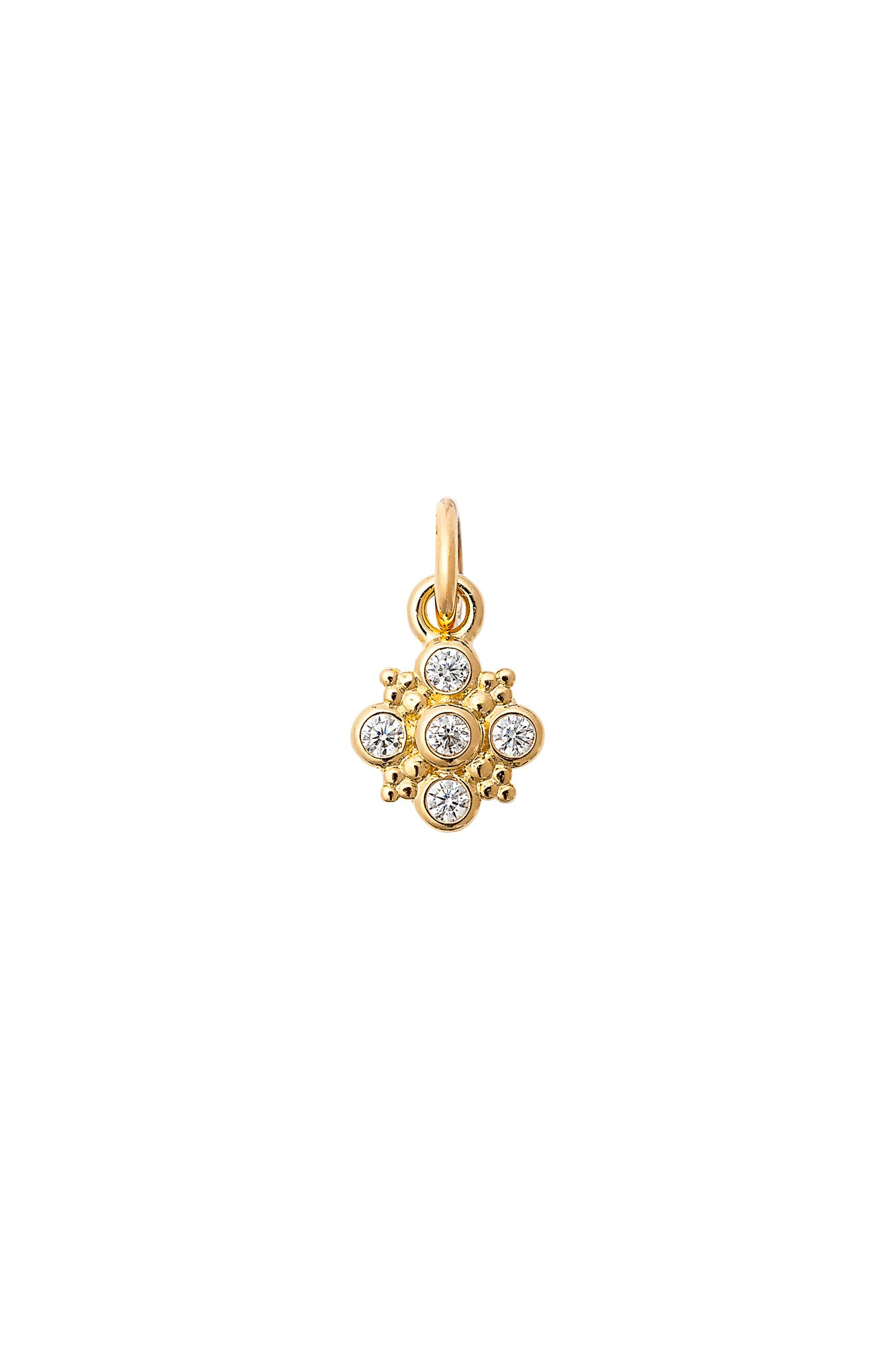 Charm doré zircons Fleur blanc - Bijou sur fond blanc