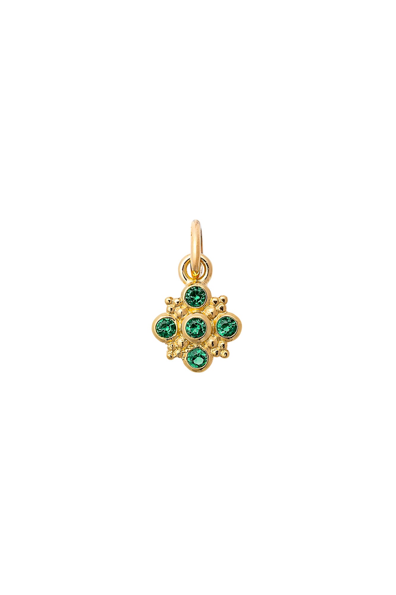 Charm doré zircons Fleur vert - Bijou sur fond blanc