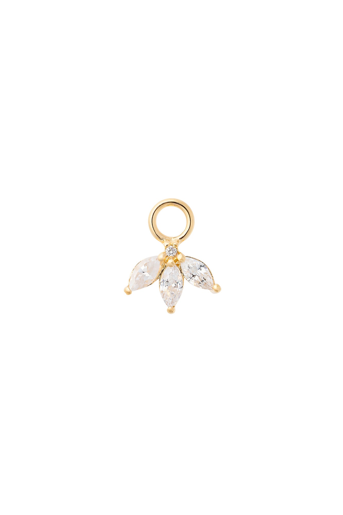 Charm doré zircons Pétales blanc - Bijou sur fond blanc