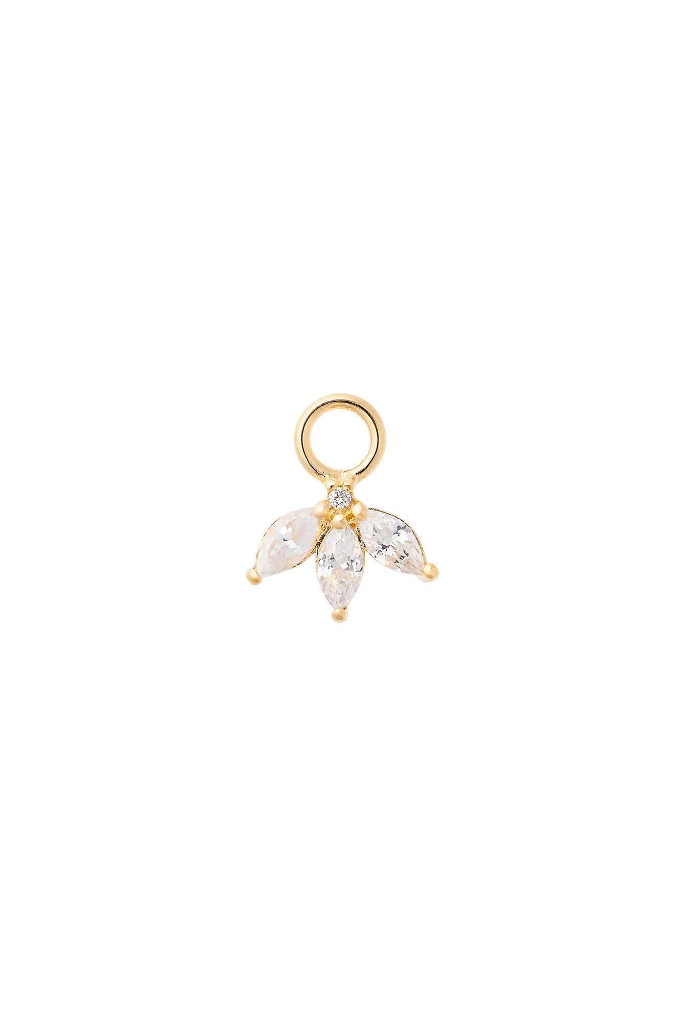 Charm doré zircons Pétales blanc - Bijou sur fond blanc
